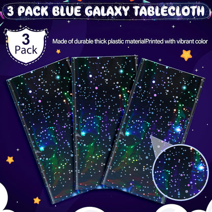 3-Piece Blue Iridescent Space Tablecloth Set