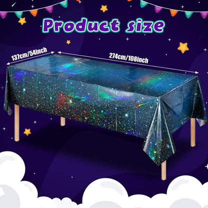 3-Piece Blue Iridescent Space Tablecloth Set